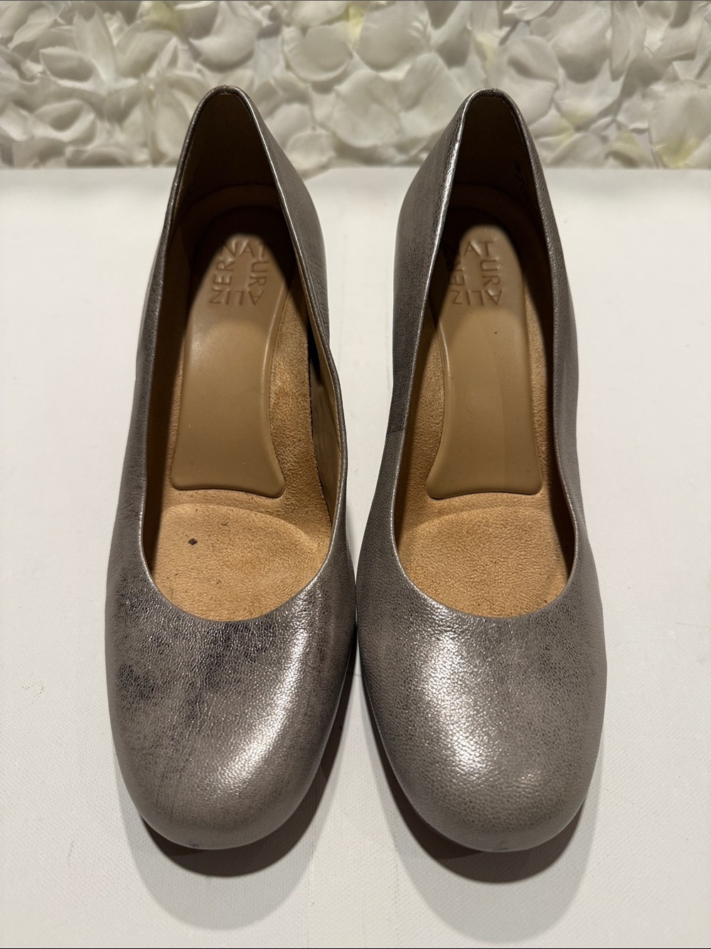 Naturalizer Metallic Silver Round-Toe Pumps